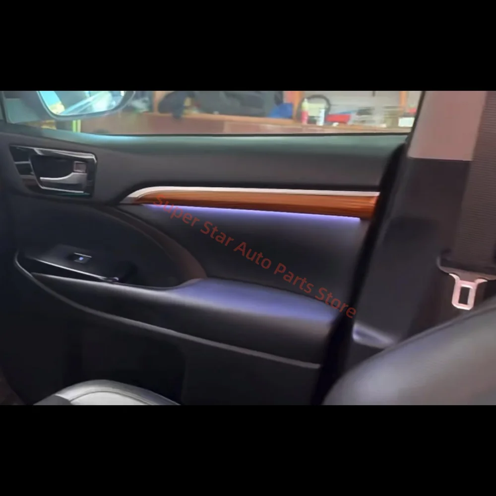 For Toyota Highlander 2015-2021 Ambient light Interior Lighting Upgrade Auto Accessories Buttons &APP Control Peach wood grain