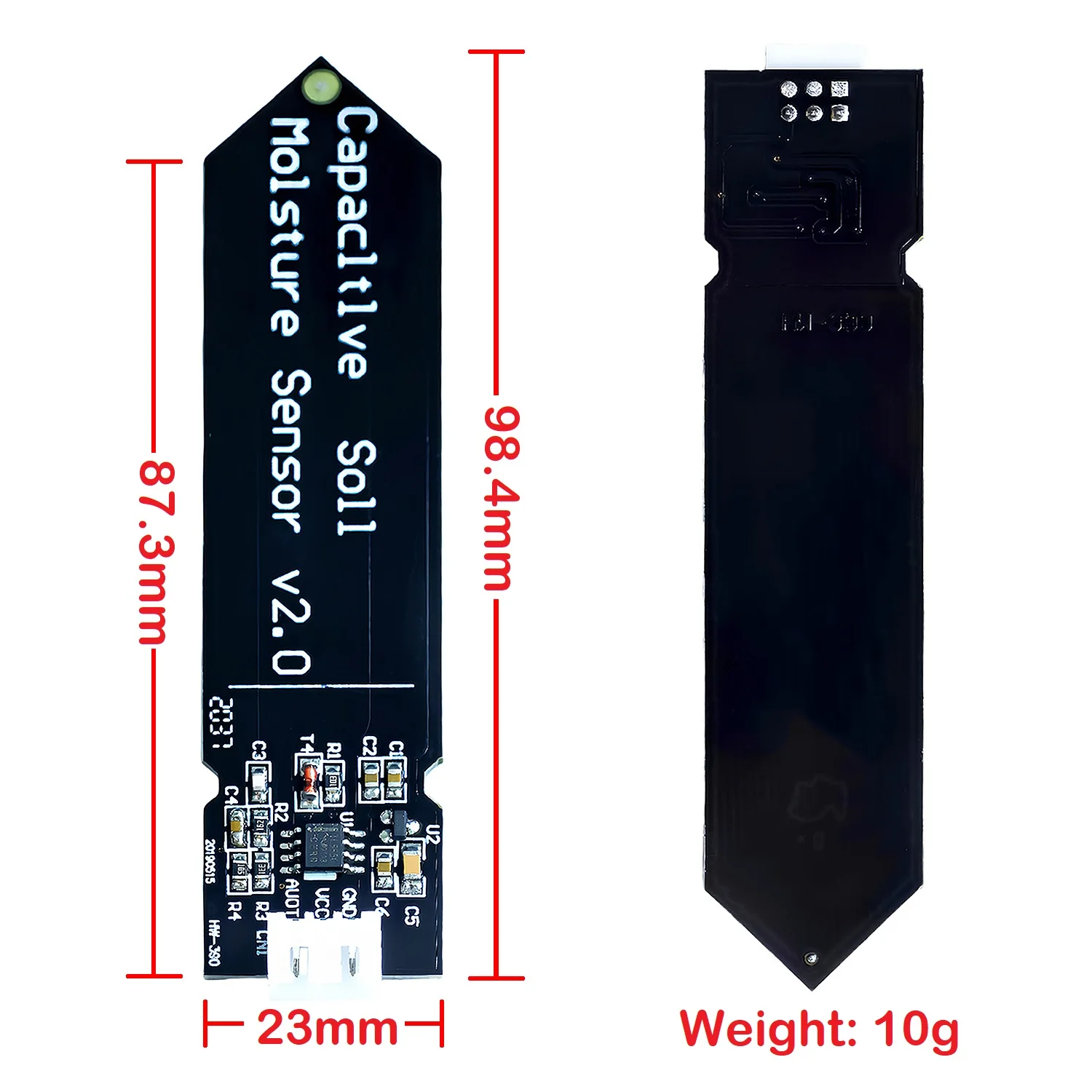 Capacitive Soil Moisture Sensor Module Moisture Detection Corrosion Resistant for Arduino 3.3~5.5V Wide Voltage Garden Watering