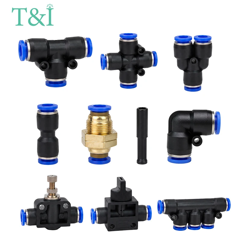 1PCS 4-16mm Pneumatic Push In Fitting Air Water Tube Quick Connector PU PV PE PY PK PM PZA PP HVFF LSA for Compressor Hose Pipe