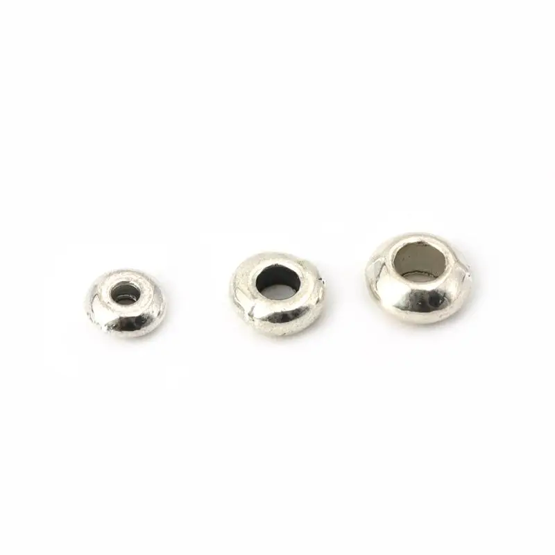 100pcs Tibetan Silver Gold Color Metal Big Hole Circle Spacer Loose Beads For Jewelry Making Finding Accessories Wholesale Bulk