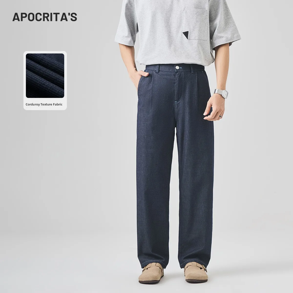 

Мужские летние джинсы свободного кроя из тонкого денима, не мнущиеся, прямые, универсальные, с текстурой, для повседневной носки, со средней посадкой, на молнии