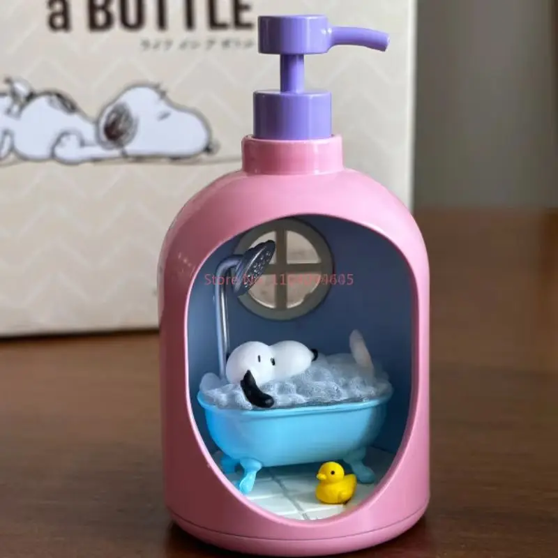 Re-Ment-figura de Snoopy'S Life In A Bottle, adorno de hora feliz, colección de muñecos en miniatura, juguetes de figuras de Anime, regalo