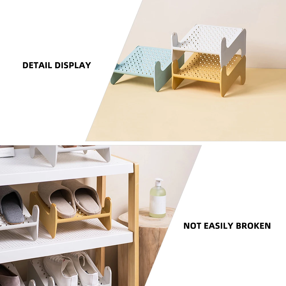 

Shoe Storage Rack Hollow Pattern Ventilated Moisture Proof PP Material Non Slip Baffle Protect Shoes Space Saving Stackable
