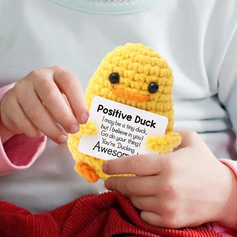 Cute Crocheting Duck Doll Wool Positive Emotional Support Knitting Duck Doll Animals Duck Doll For Friend Coworker