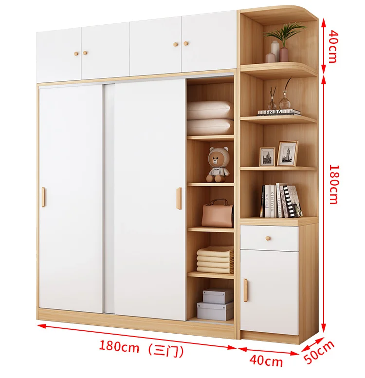 

Simple wardrobe household bedroom hanging wardrobe small sliding door wardrobe for rental housing