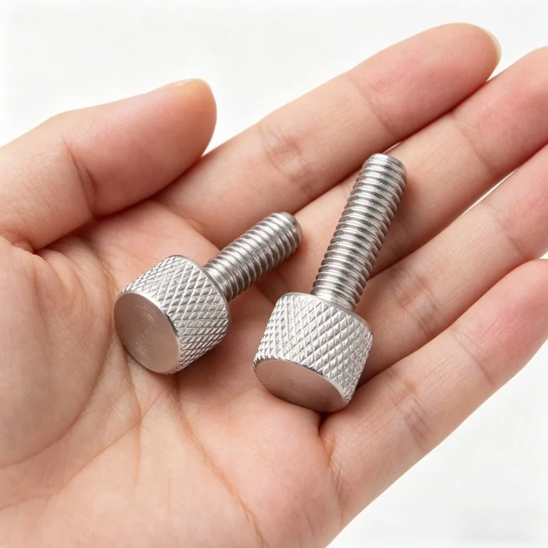304 Stainless Steel Mesh Pattern Knurled Thumb Screws M2 M2.5 M3 M4 M5 M6 M8 Flat Head Tighten Curtain Wall Glass Bolt Screw 4