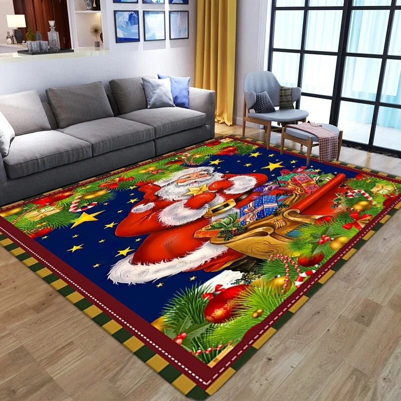 Christmas Poinsettia Snowman Carpet for Living Room Home Decor Sofa Table Large Area Rugs Hallway Balcony Mat Non-slip Doormat