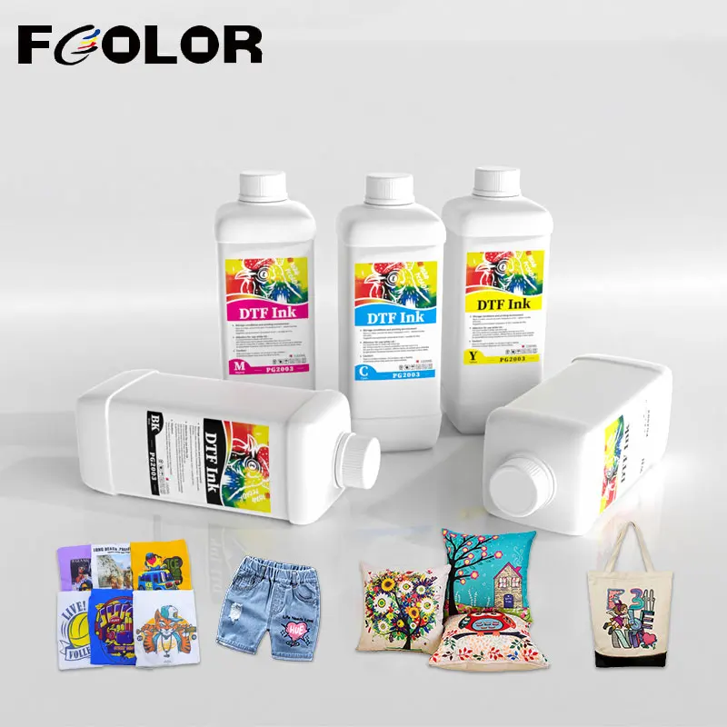 Fcolor najwyższa Ranking najlepszej jakości atrament DTF na bazie wody biały 1000ml PG2003 DTF tusz do Epson I3200 XP600 DX5 DTF drukarka PET Film