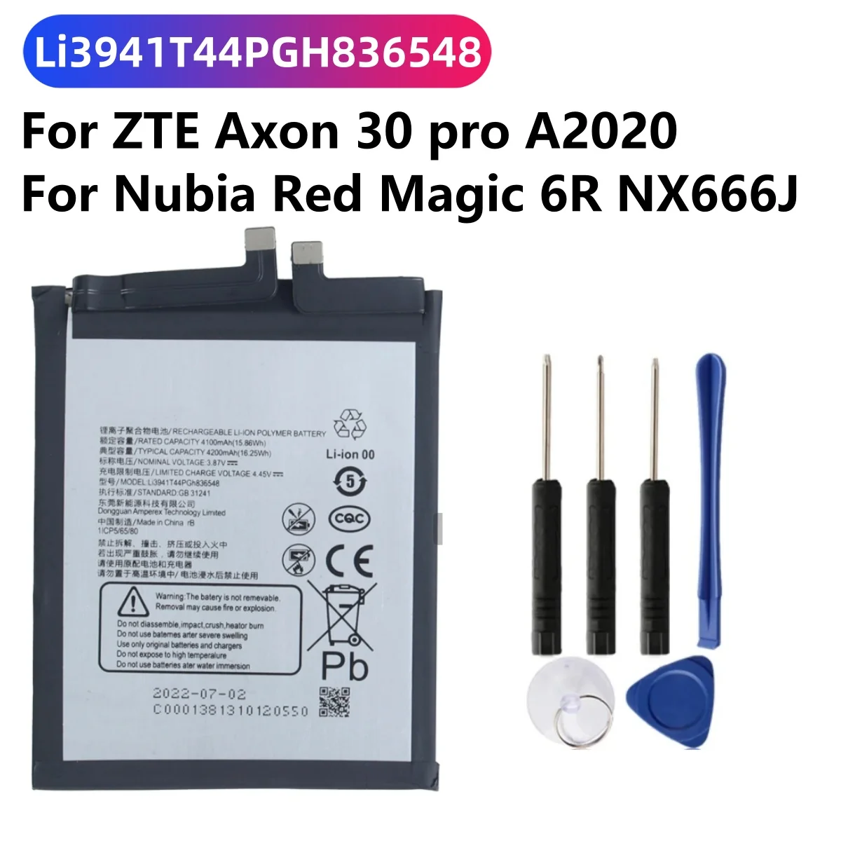 New High Quality Li3941T44PGH836548 4200mAh Original Mobile Phone Battery for ZTE Axon 30 pro A2020 / Nubia Red Magic 6R NX666J