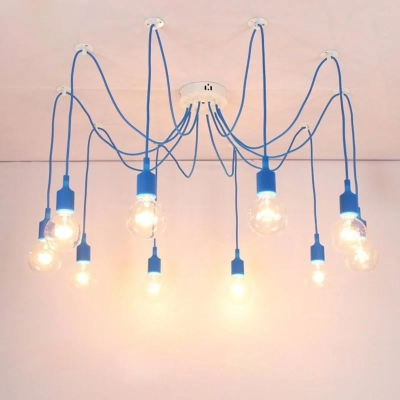 Chandelier Nursery Pendant Light Multi-color Cords E27 Wire Spider Lamp Silicone For Kitchen Living Room Bedroom Deco Decoration