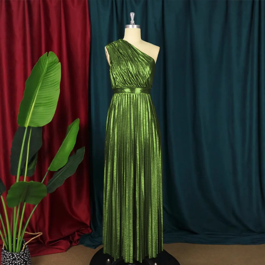 luxury women's dress backless pleated woman clothes high waist full-length elegant party dresses long prom evening dress hxy305