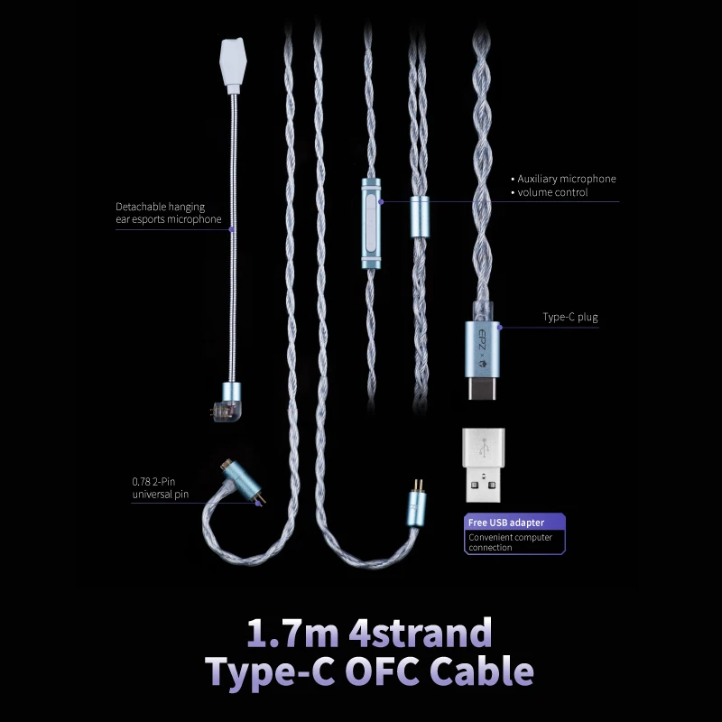 سماعات أذن سلكية EPZ G30 HIFI Music IEM سماعات أذن داخلية سماعات ألعاب  Type-C 1.7 مم/3.5 مم ENC إلغاء الضوضاء ضبط مخصص