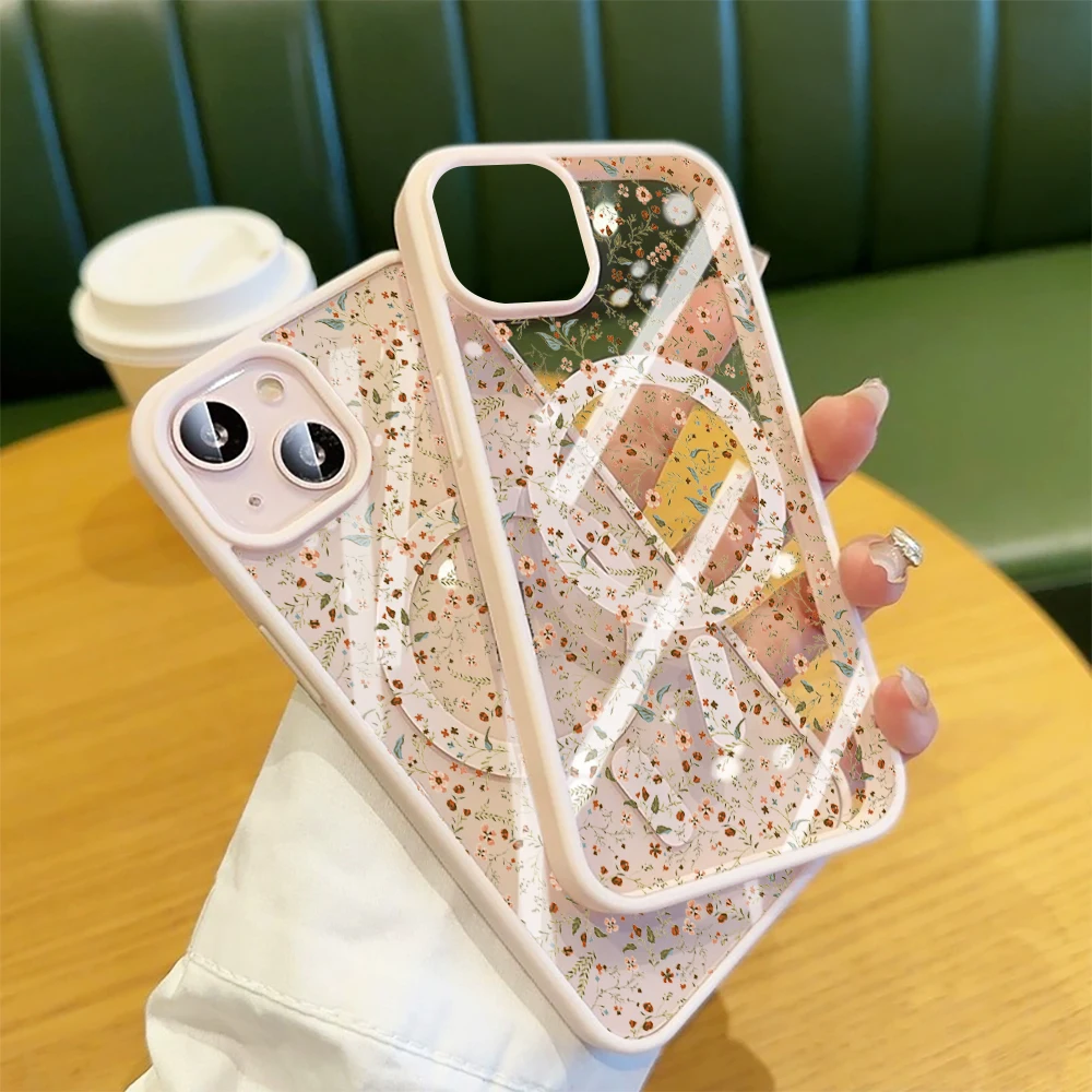 Künstlerische Blumen Transparente Hülle für Magsafe iPhone 15 16 13 Pro Max 17 14 11 13 12 Pro Max Plus Hülle Magnetisches Kabelloses Laden Coque – Detail 4