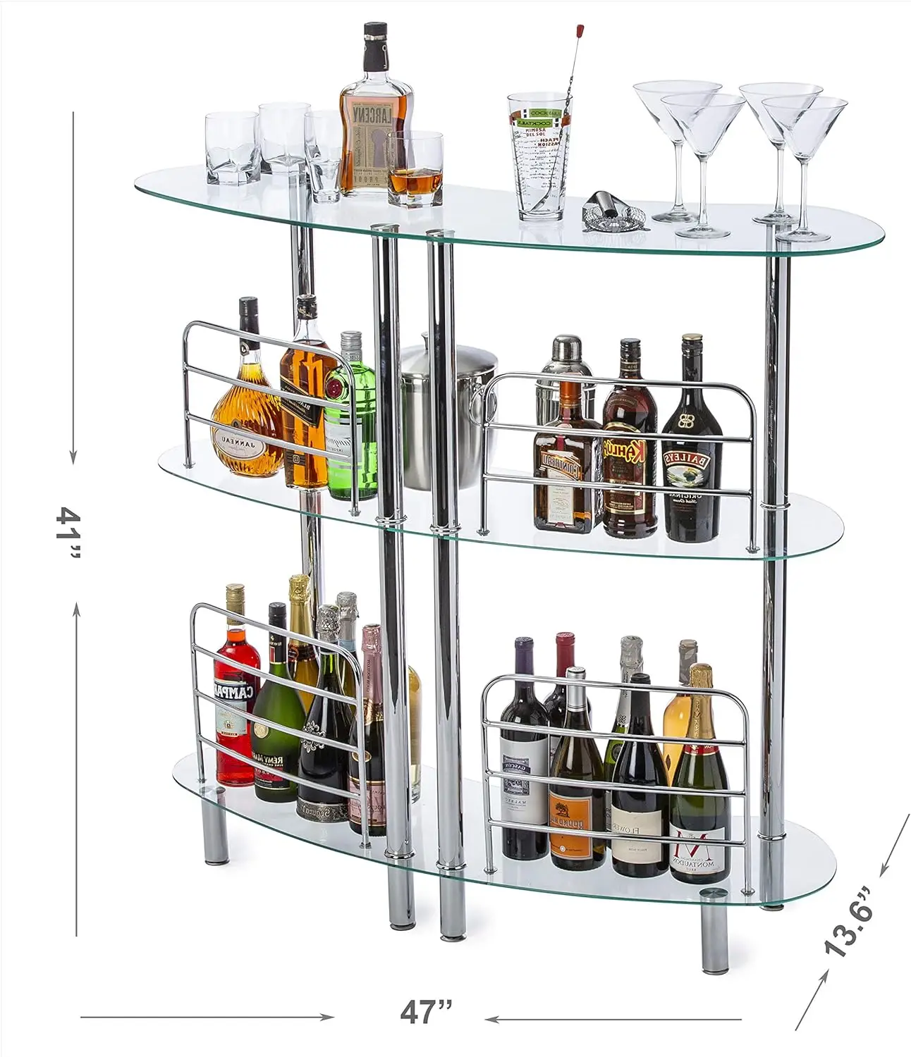 Mango Steam Table for Home - Contemporary Modern Home  Unit, Liquor with 2-Tier Storage Shelves, Durable Liquor Bar