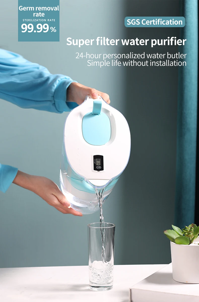 Ultrafiltration Desktop Water Filter Pitcher Mineral Water Alkalizer Standard WaterJug 4.2L Household Water Purifier Pitcher