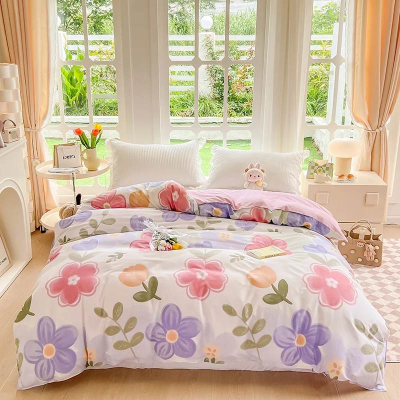 

Пододеяльник с цветочным рисунком растений, однотонное Хлопковое одеяло с цветочным принтом, высококачественное дышащее мягкое домашнее постельное белье, 1 шт.