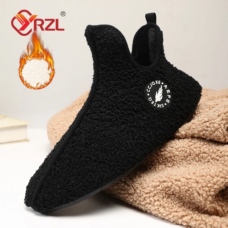 YRZL 2024 Frauen Slipper Männer Schuhe Schnee Frau Wohnungen Frauen Schuh Warm Halten Damen Weiche Plüsch Baumwolle Loafer Mujer Winter Schuhe frauen