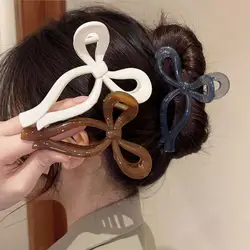 Fiocco per coda di cavallo Artiglio per capelli grande Accessori per capelli per granchio per le donne Fermagli per capelli Bowknot in acrilico solido Forcine per ragazze Barrettes Fasce per capelli