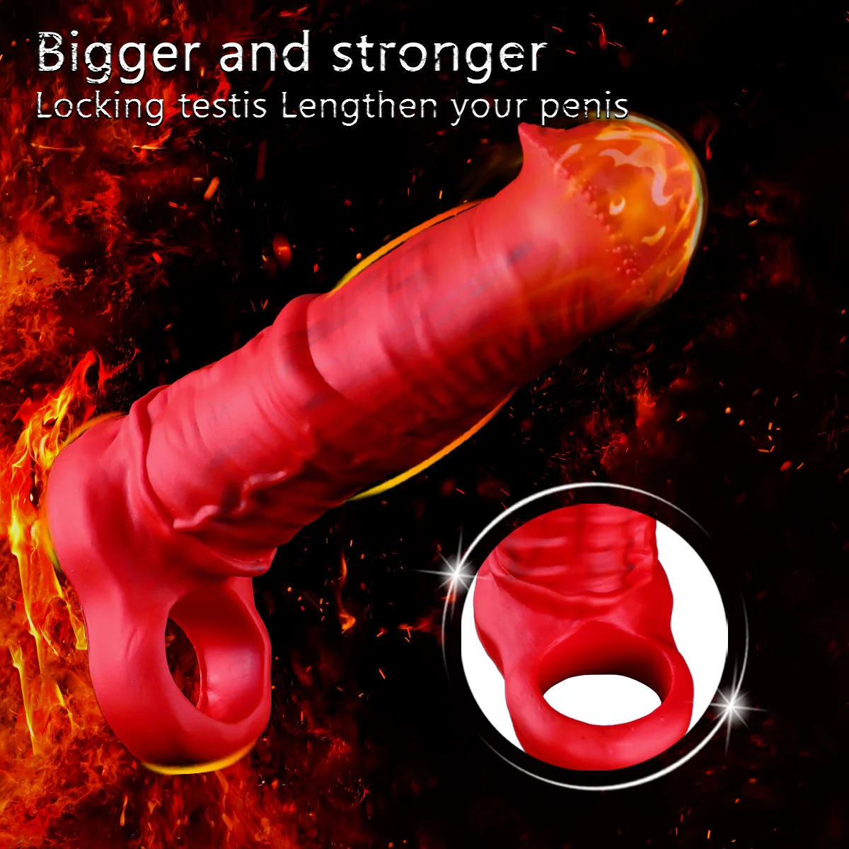 Male Realistic Penis Sleeve Ring Hollow Cock Ring Enlargement Extender Adult Sex Toys Men Penis Sleeve Delay Ejculation Reusable view 3