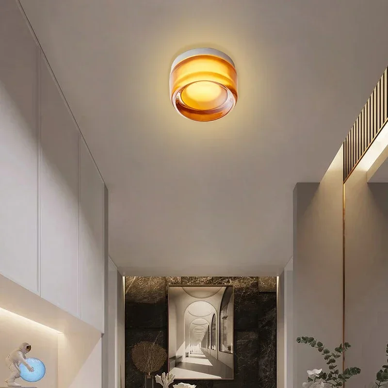 Modern LED Ceiling Light Corridor Jelly Lighting Lamp Bar Balcony Aisle Living Room Entrance Amber Smoke Gray Home Decor Fixture