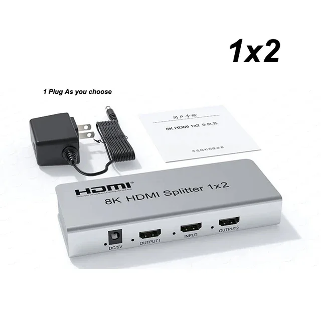 8K@60Hz HDMI-splitter 1x2 1x4 Ultra HD 4K@120Hz HDMI 2.1 Videodistributeur-splitter 1 in 4 uit Dubbele scherm CEC HDCP2.3 HDR