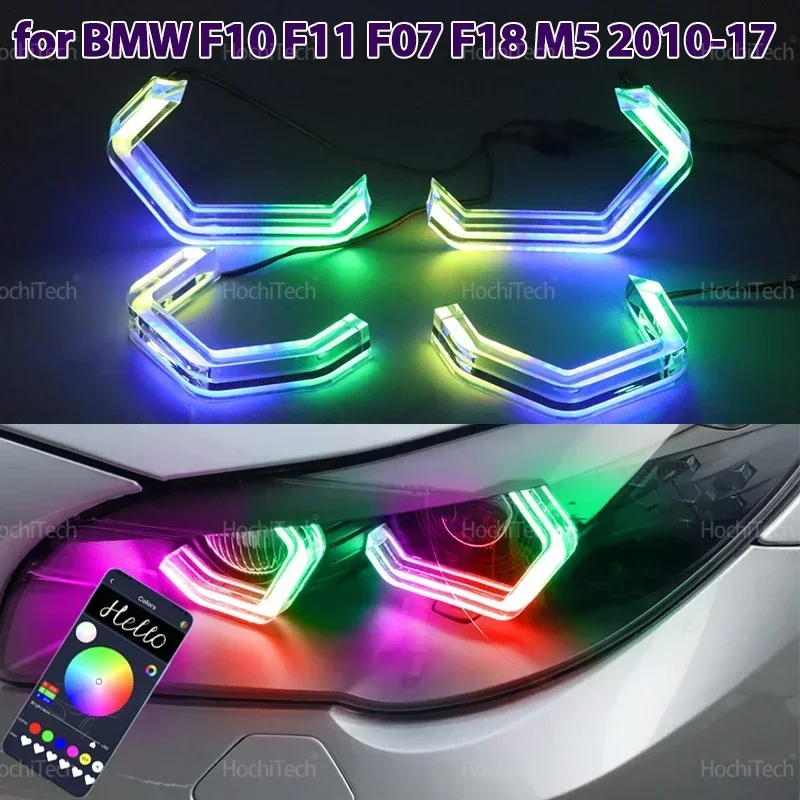 

Разноцветные светодиодные кольца управления приложением в стиле M4, указатель поворота для BMW 5 серии F10 F11 F07 F18 520i 530i 535i 550i M5 2010-17