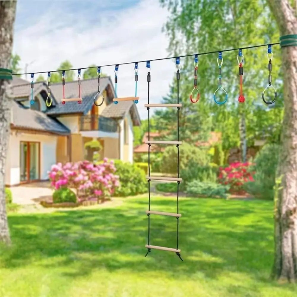 Swing Fitness Climbing Rope Wooden with Platforms Children Climbing Rope Hanging Outdoor Furniture Swing Chair for