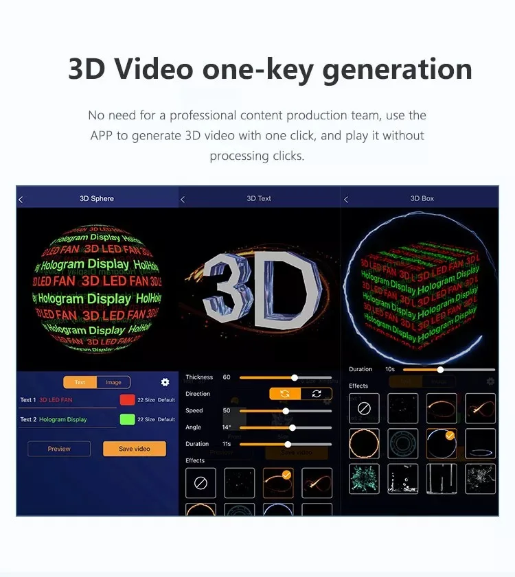 Display 3D con ventola LED olografica TFL per uso interno/esterno nel fornitore OEM educativo