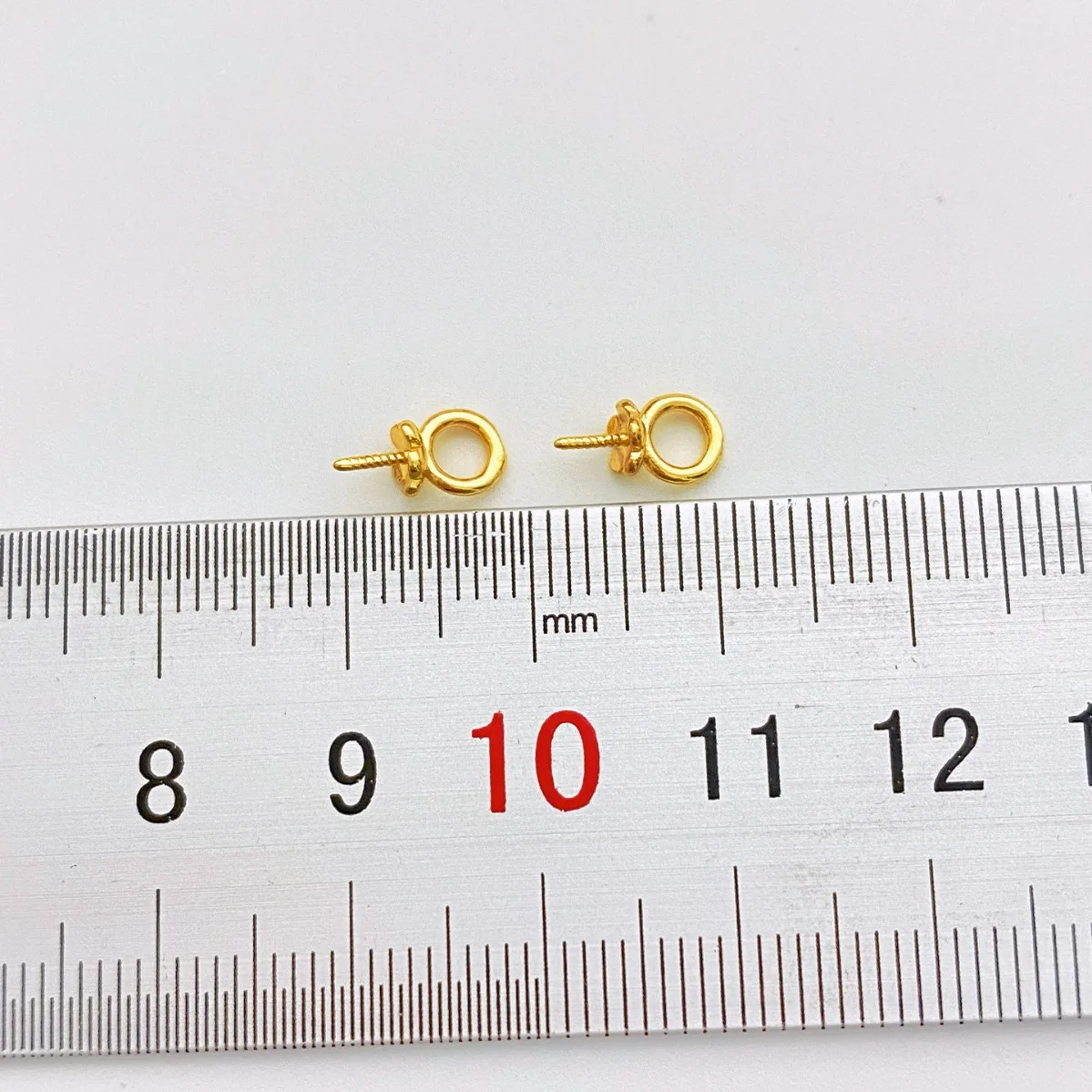 18K Gold Plated Large Hole Eye Pins & Pearl Cup Caps, Threaded Pins For Half Hole Pearls DIY Jewelry Findings Supplies