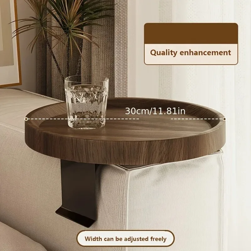 Modern Expandable Sofa Arm Table - Contemporary Wooden Side Table, Easy To Clean