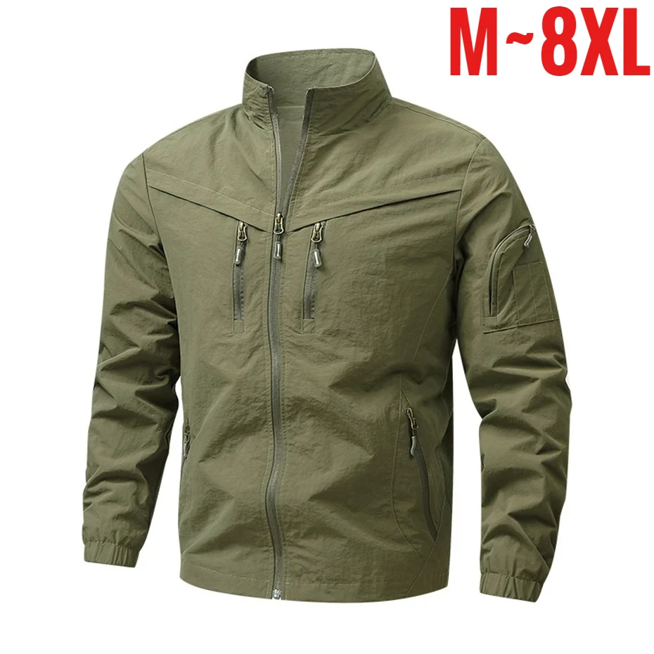 

Men's Windbreaker Spring Jacket Waterproof Lightweight Coat Male Windshield Hooded Thin Wind Proof Breaker Fishing Plus Size 8XL