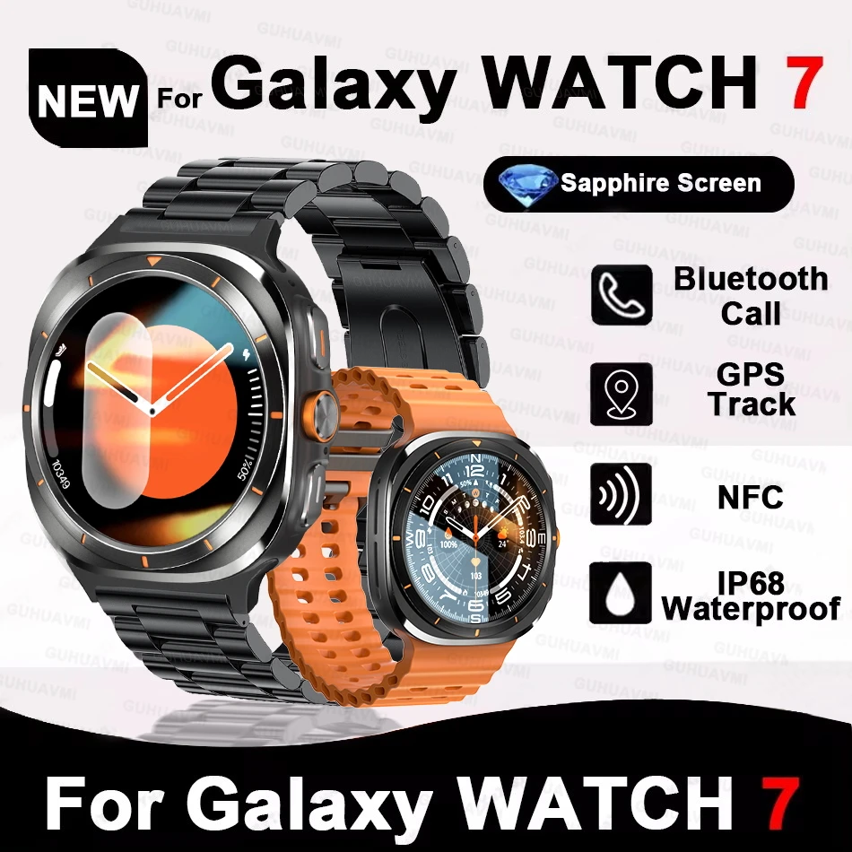 2024New For Samsung Galaxy Watch 7 Smart Watch Men Custom Dial Sapphire HD AMOLED Screen Voice Call NFC GPS Tracker Sport Watche