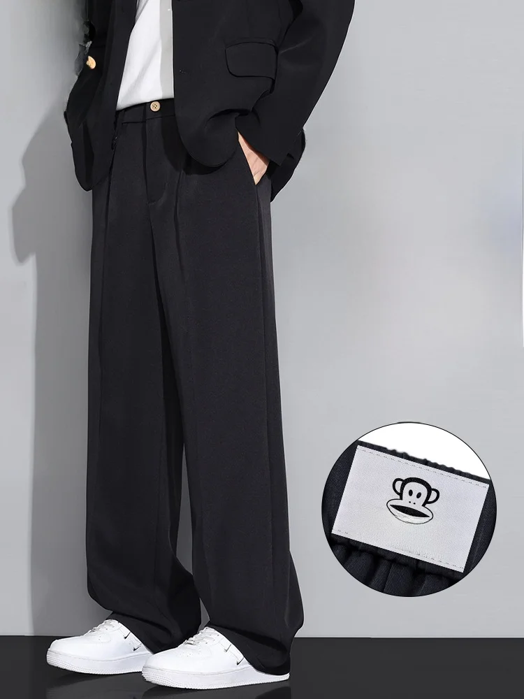 

PaulFrank Large-Mouth Monkey Bla Casual Loose Straight Leg Men's Spring Trendy Wide Leg Pants Comfortable Polyester Fiber