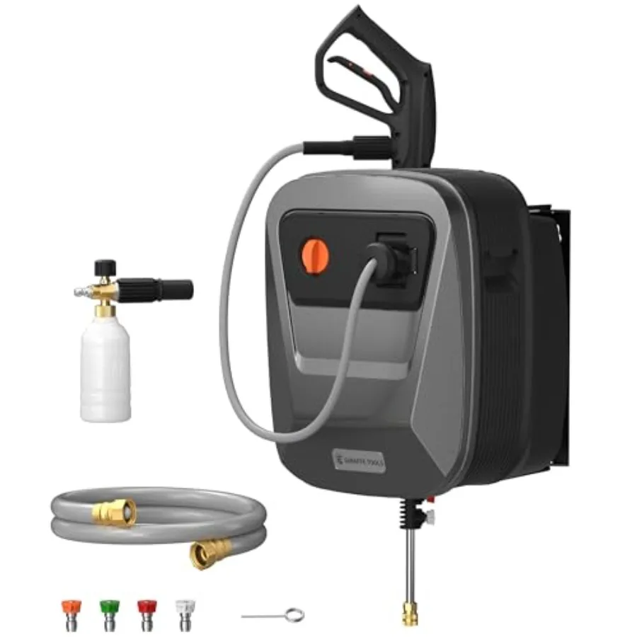 

Мойка высокого давления Grandfalls Retractable G20, 2500 PSI, 2.2 GPM, настенная, с катушкой для шланга 65 футов, 4 насадки для пола/автомобилей/заборов/павильонов