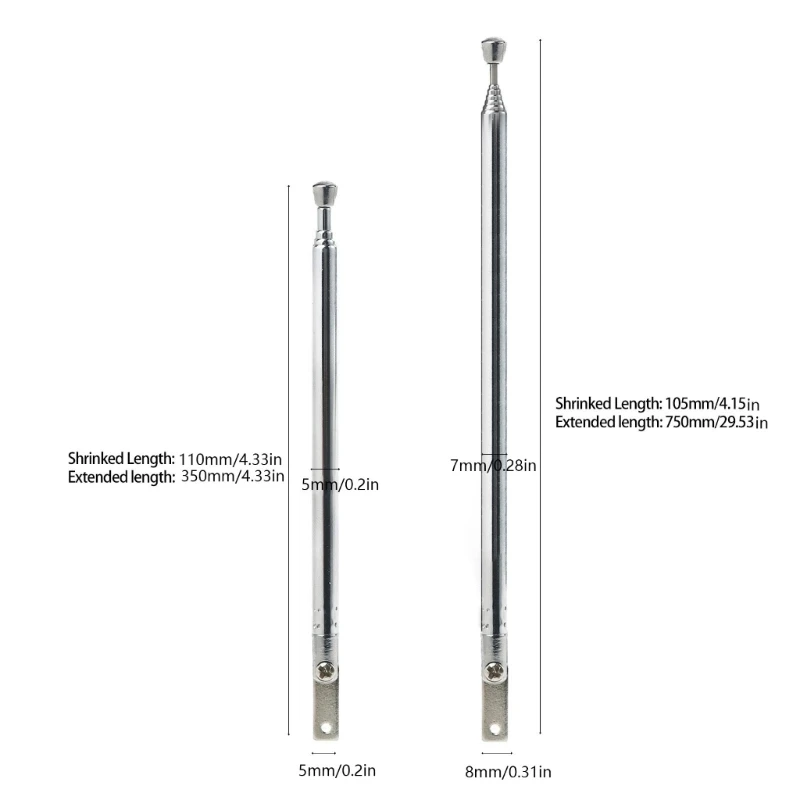 Antenne récepteur d'antenne extensible, Section 5/7, pour remplacement Radio Table télévision