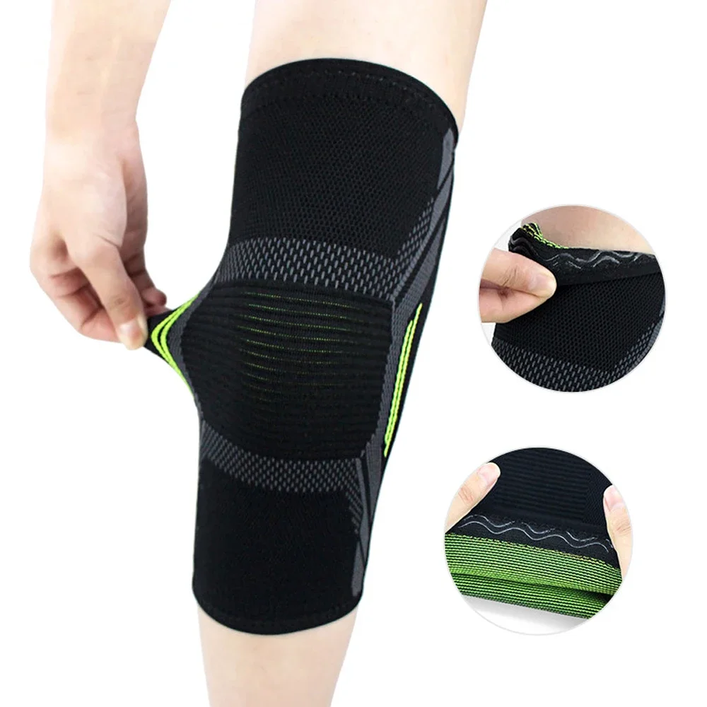 1Pc Sports Compression Knee Sleeves Breathable Knitted Leg Support Protector for Cycling Running Basketball Football Volleyball