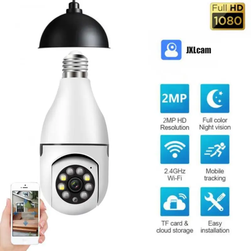 

1080P E27 Bulb Wifi Camera With PTZ HD Infrared Night Vision Two Way Talk Baby Monitor Auto Tracking JXLCAM APP Home Security