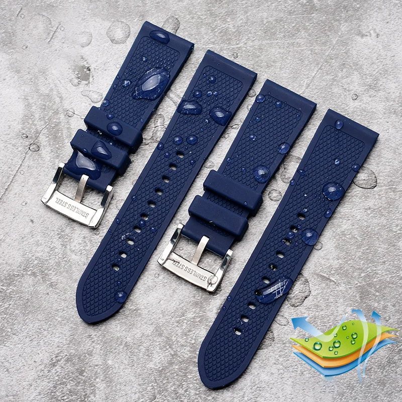 Silicone Watch Band For Citizen AT8020 JY8035 Blue Angel  Rubber Watch Strap Water Proof Sports Breathable Accessories 22mm 23mm