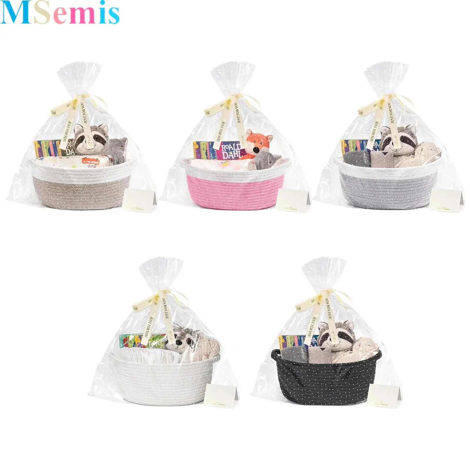 

Easter Gift Basket Small Storage Baskets for Baby Gift Basket for Nursery Cute Basket Include Gift Bag Ribbon Greeting Card