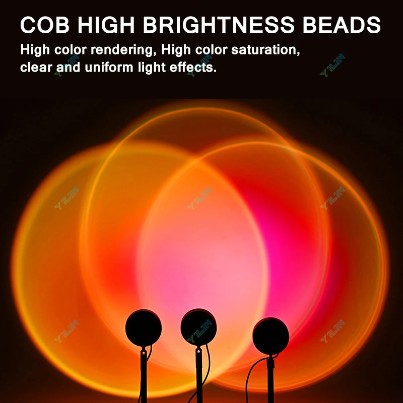 

USB светодиодный проектор, ночник, RGB лампа заката, атмосфера, ночник, пульт дистанционного управления для комнаты, украшение для фотографии окружающей среды