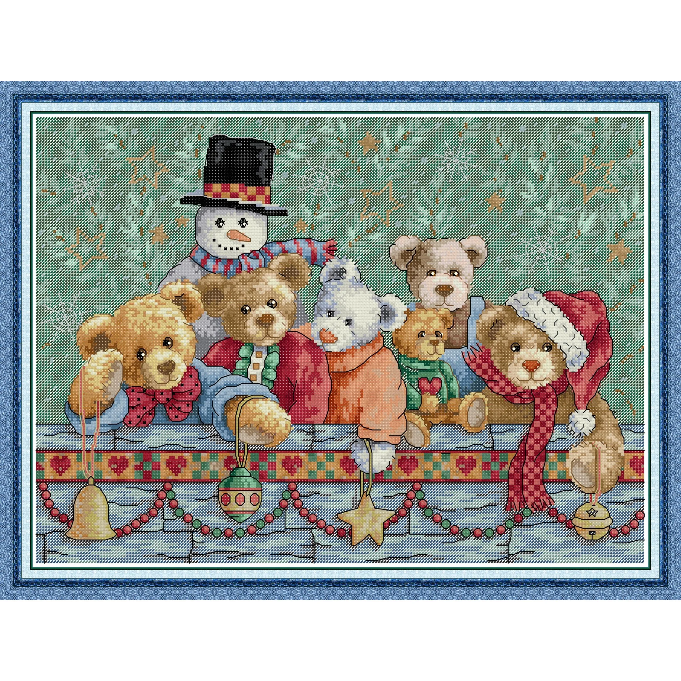 

Набор для вышивания крестиком Soulgift News, готовая вышивка на канве с нитками DMC, набор для вышивания — Рождественский бурый медведь