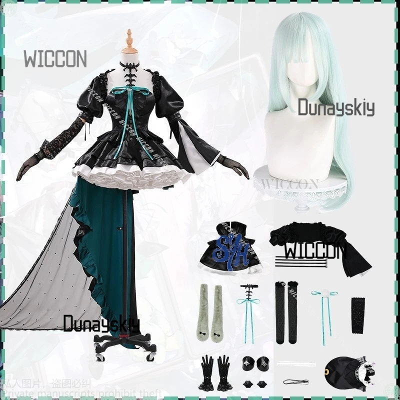 أنيمي لعبة فرسان كروس بانج دريم! Ave Mujica Cosplay Wakaba Mutsumi Goth Lolita فستان كعكة سوداء قبعة ريترو للهالوين #2