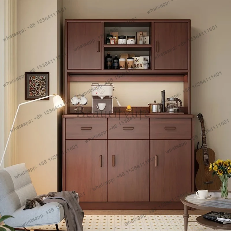 dining side wall integrated cabinet modern simple living room storage imitation solid wood light luxury storage cabinet