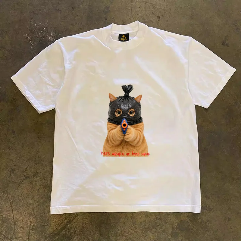 Loose Fit Cotton T-Shirt Unisex Short Sleeve Double Thread UPUPXIA Hero Print Sweat Absorbent round Neck Casual Summer Top