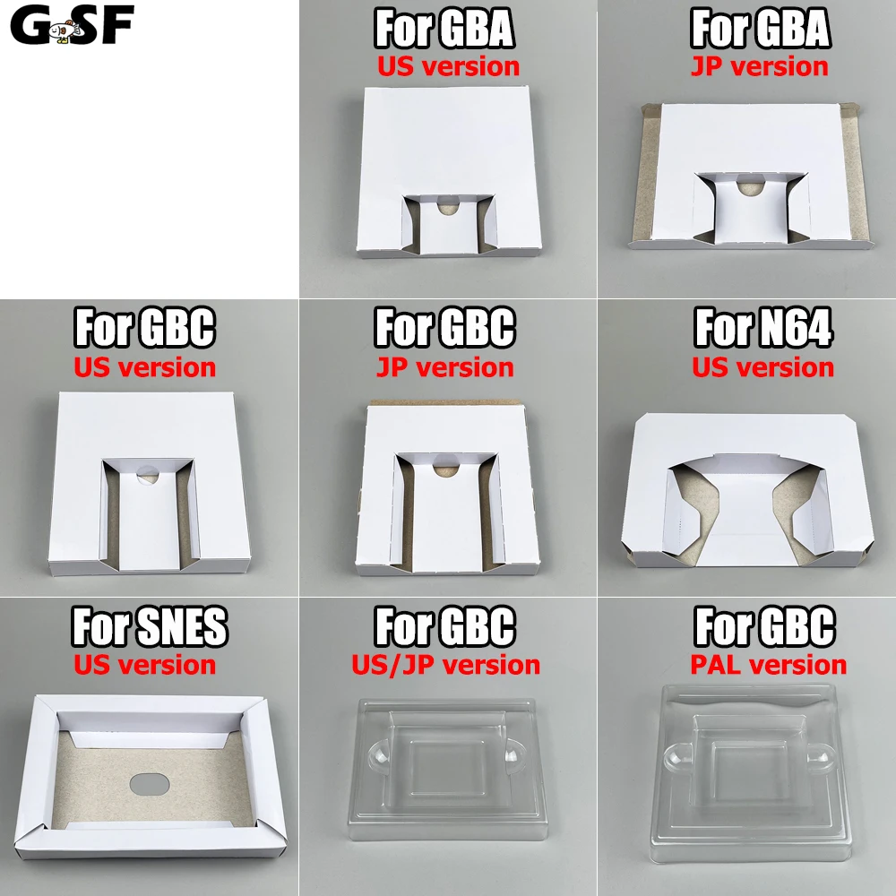 GSF 2pcs Carton Replacement Cardboard Inner Inlay Insert Tray For GBA or for GBC SNES N64 Game Cartridge US/JP version
