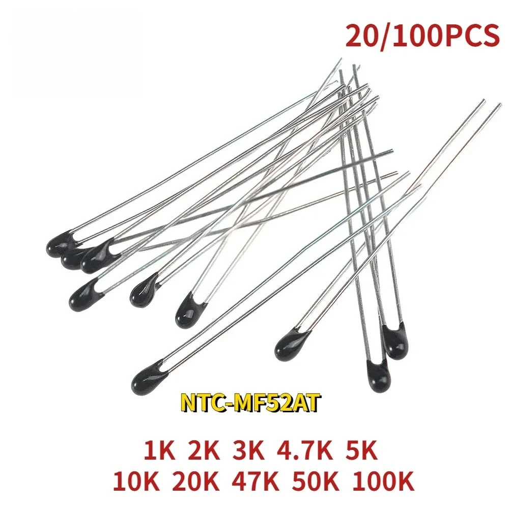 

20/100 шт. NTC-MF52AT NTC термистор MF52 терморезистор 1K 2K 3K 4,7K 5K 10K 20K 47K 50K 100K Ом сопротивление 3590 5%