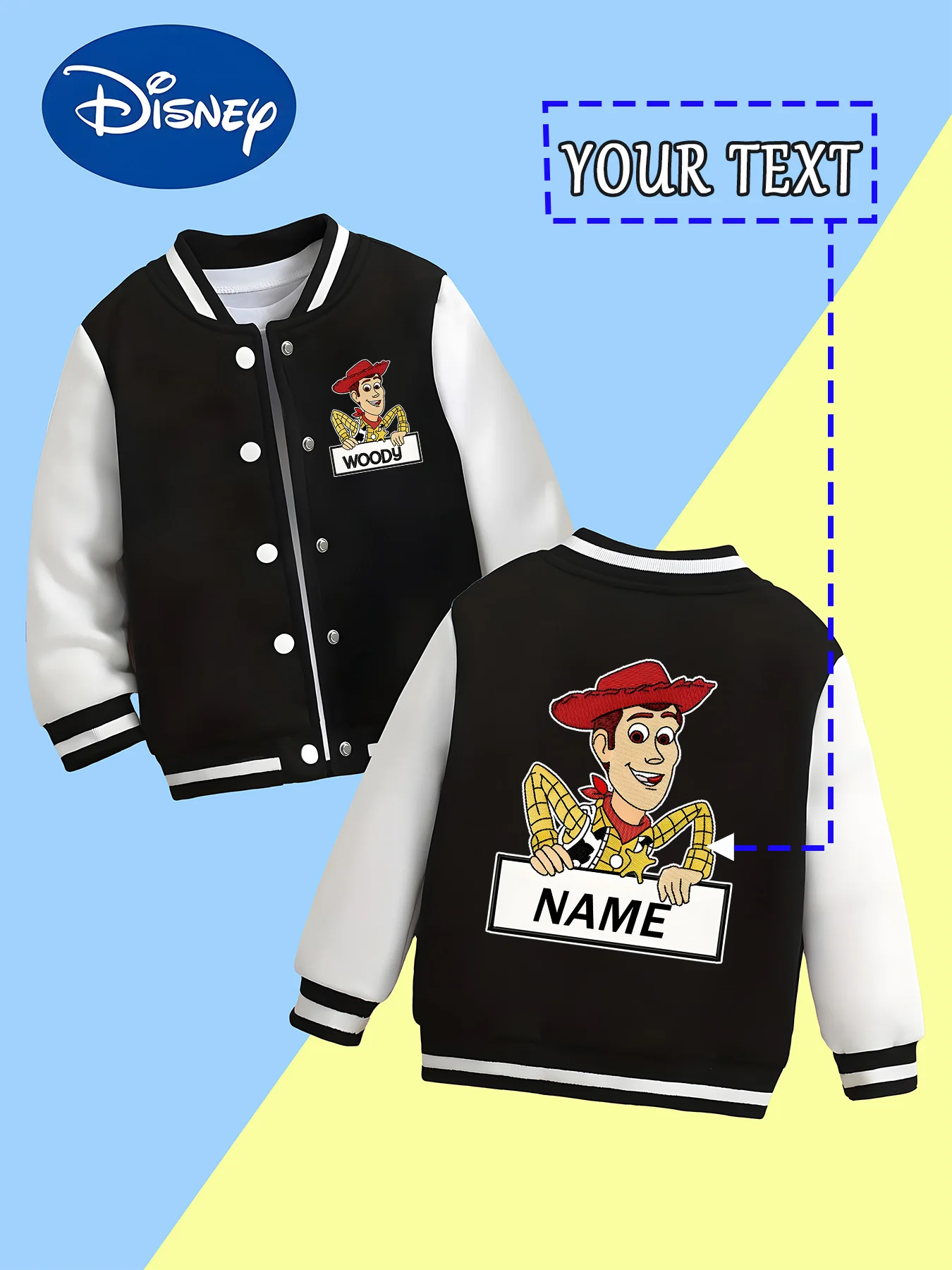

MINISO This Disney Seven Dwarfs boys' baseball jacket features a collection of classic fairytale characters, and the colorful ba