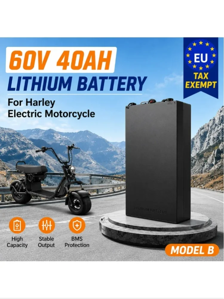 60V 30Ah Elektromotorrad Wasserdichter 18650 Lithium-Akku 1000W Geeignet für Harley Elektroroller-Akku