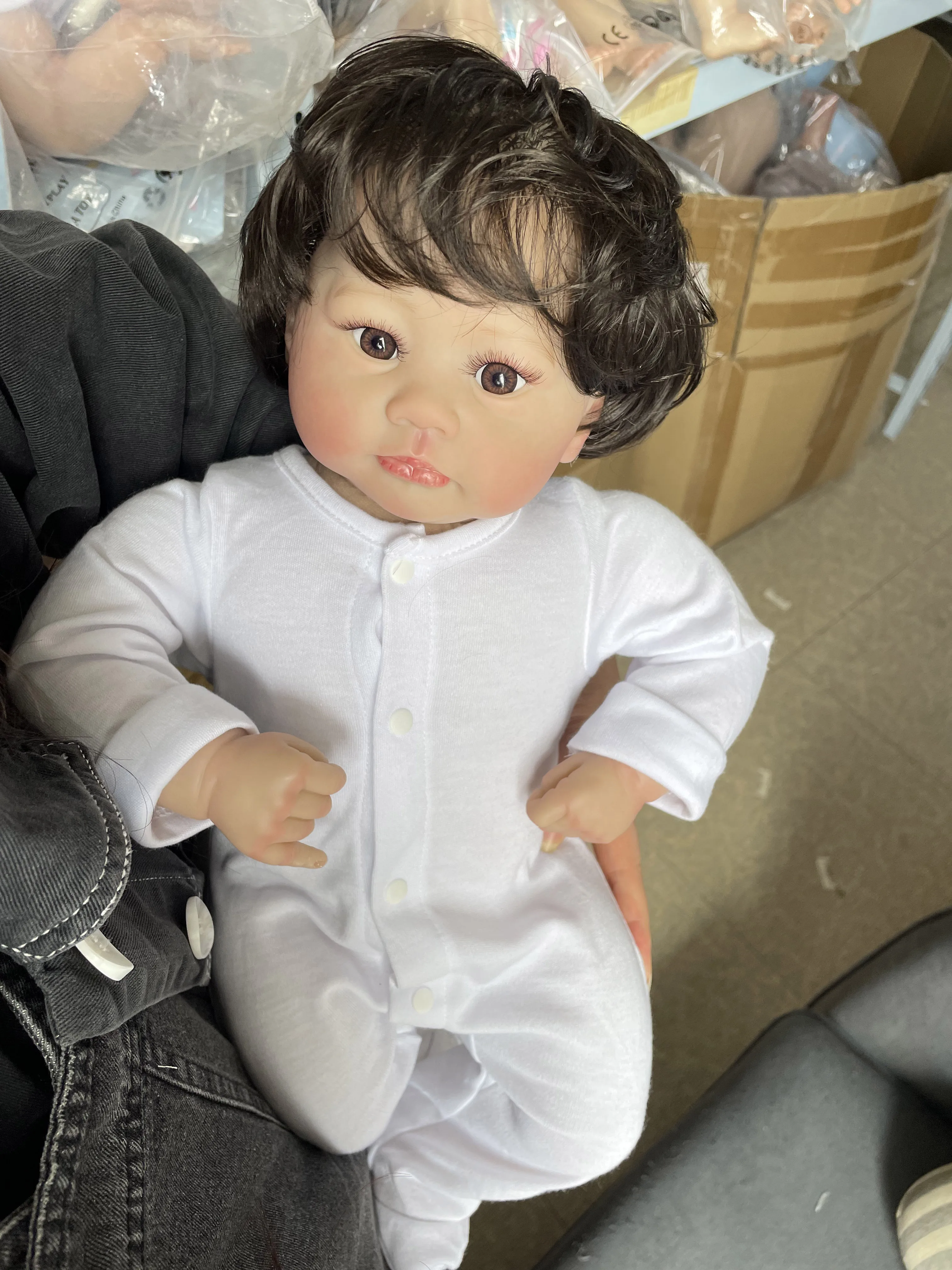 19inch Lali Soft Cloth Body Lifelike Soft Touch Cuddly Newborn Reborn Baby Doll Multiple Layers Painting 3D Skin Girls Gift