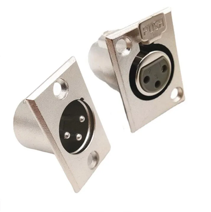 XLR 패널 섀시 커넥터 수 암 잭 소켓 패널 장착 유형 섀시 사각형 모양 금속, 헤드셋 연결 L, 3 핀